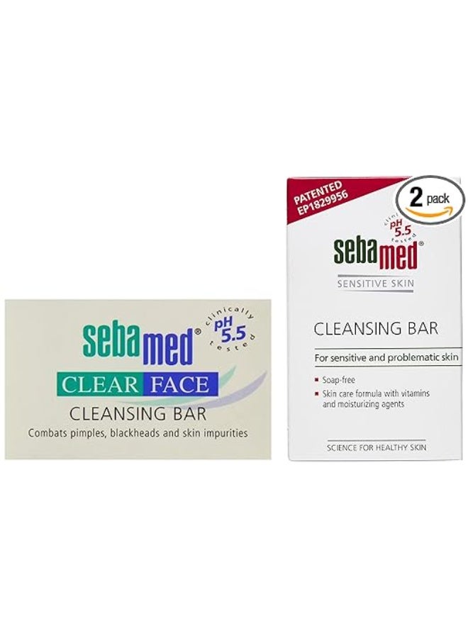 SebaMed Clear Face Cleansing Bar, 100gm & Cleansing Bar Soap-Free for Normal to Oily Skin, 100gm - Image 1